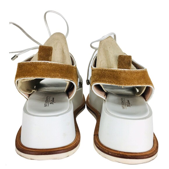 Kate Bosworth X Matisse Dawn Brown White Suede Lace-Up Platform Sandals Size 7 - Picture 7 of 12